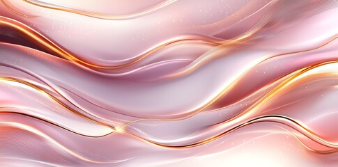 Obraz premium A mesmerizing abstract background featuring flowing waves of soft pink and gold hues. Perfect for art, design projects, or digital presentations that need a touch of elegance.
