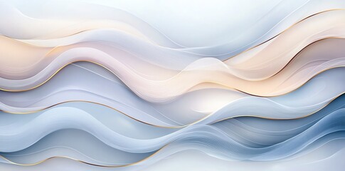 Obraz premium This abstract background features soft, flowing waves in gentle tones of blue and beige. Perfect for use in design projects, presentations, or as a calming backdrop.