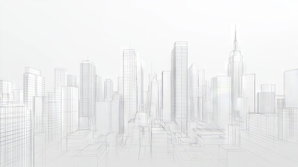 Abstract Wireframe Cityscape Design