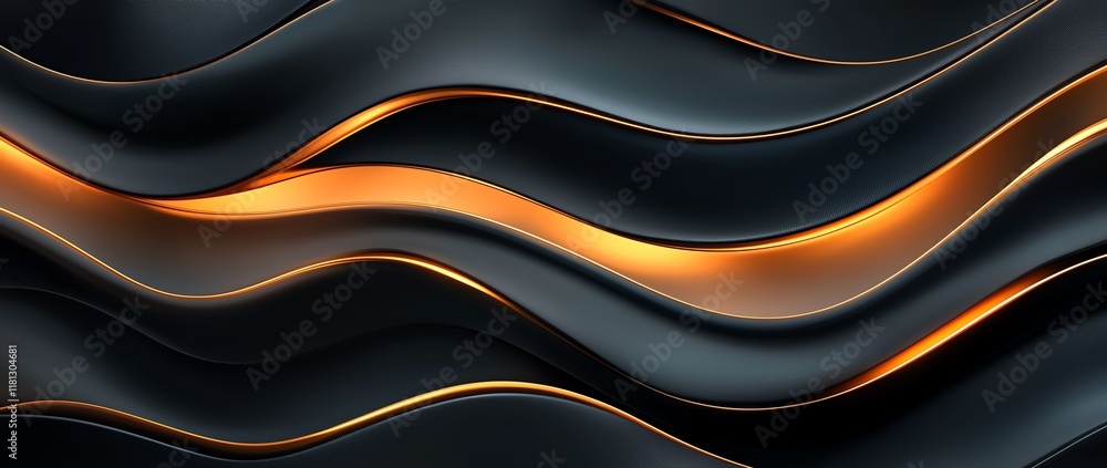 Poster abstract wavy pattern with elegant golden lines on a dark background. perfect for backgrounds, wallp