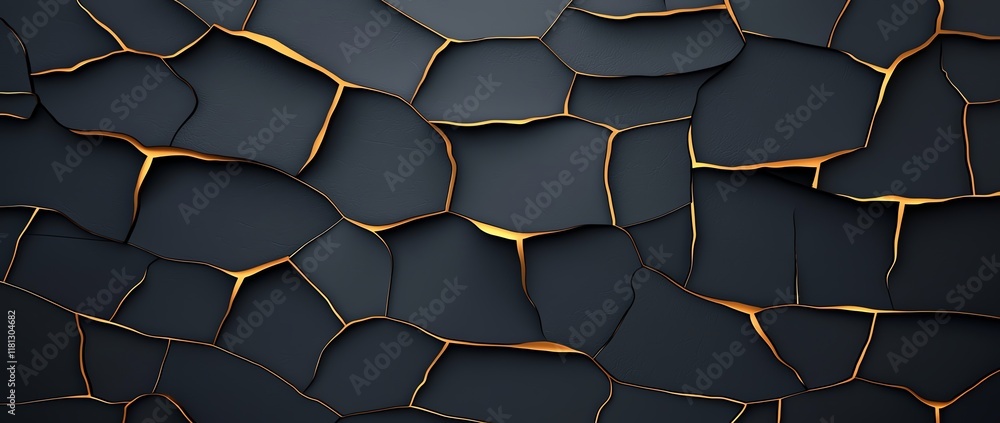Aufkleber an abstract close-up image of cracked surface with golden highlights. the rich textures and deep col
