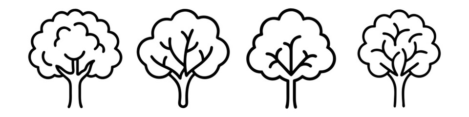 ash tree icon, tree line art, tree vector - simple black line art icon of ash tree perfect for logos, and tree-themed designs.