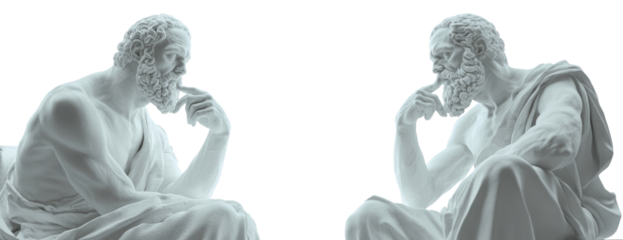 marble statue philosophers isolated on transparent background