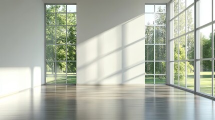 Obraz premium Empty Room with Large Windows and Natural Light