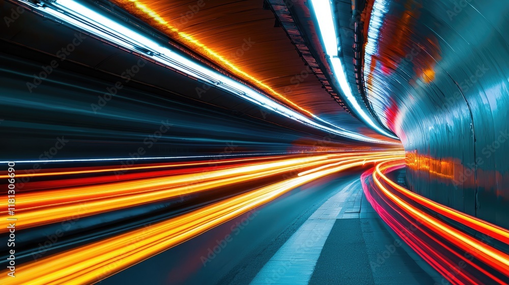 Aufkleber this captivating abstract image showcases colorful light trails flowing gracefully against a dark ba