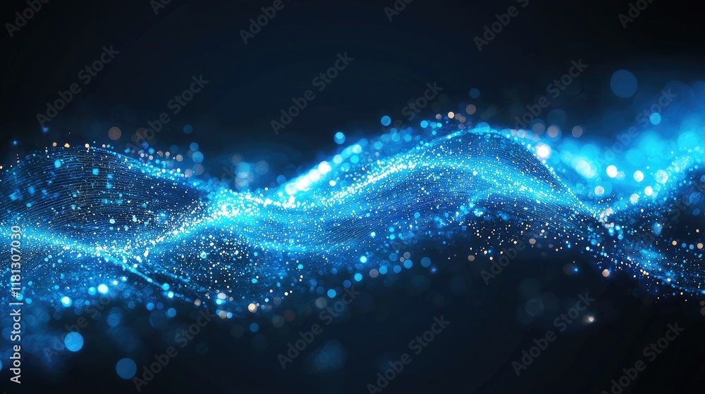 Poster This abstract technology background features glowing lines and circuit patterns in blue tones, perfect for projects related to innovation, digital communication, and mode