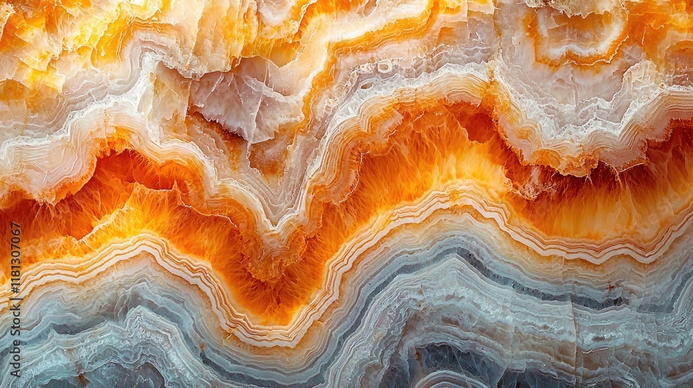 Poster orange agate stone: close-up view of natural mineral texture and formation. detailed macro photograp