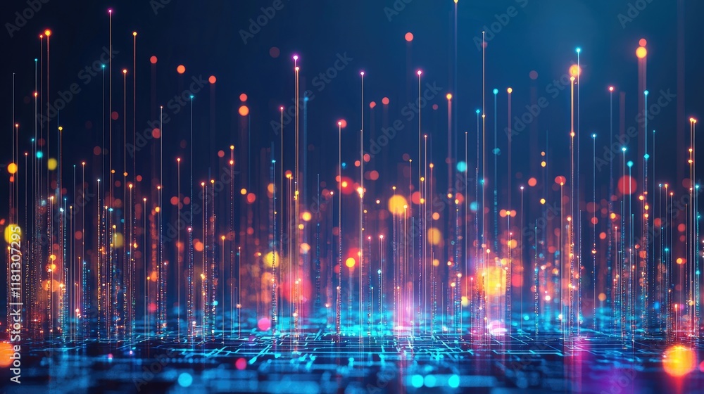 Fototapete This abstract technology background features glowing lines and circuit patterns in blue tones, perfect for projects related to innovation, digital communication, and mode