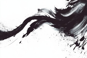 Abstract ink art Calligraphic brush strokes create abstract patterns of wind and wave