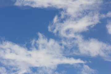 Some pieces of white cloud in the blue sky with perfect details.	