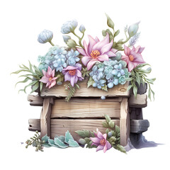 Snowy Wildflowers Clipart Vector Illustration