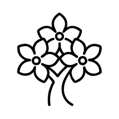 dogwood tree icon, tree line art, tree vector - simple black line art icon of dogwood tree perfect for logos, and tree-themed designs.
