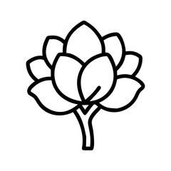 magnolia tree icon, tree line art, tree vector - simple black line art icon of magnolia tree perfect for logos, and tree-themed designs.