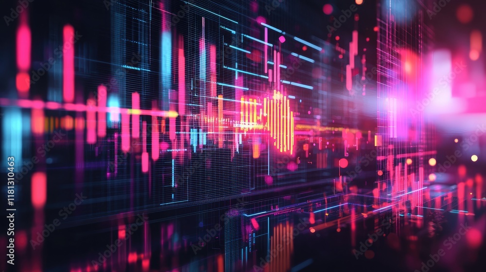 Poster This digital artwork depicts a futuristic data interface featuring geometric shapes and various graphs, perfect for technology and innovation themes in science fiction.