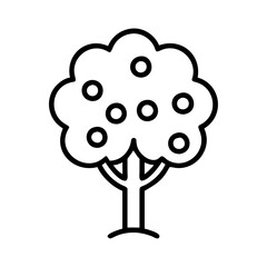 orange tree icon, tree line art, tree vector - simple black line art icon of orange tree perfect for logos, and tree-themed designs.