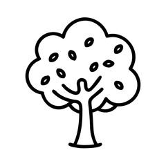 orange tree icon, tree line art, tree vector - simple black line art icon of orange tree perfect for logos, and tree-themed designs.