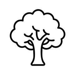oak tree icon, tree line art, tree vector - simple black line art icon of oak tree perfect for logos, and tree-themed designs.
