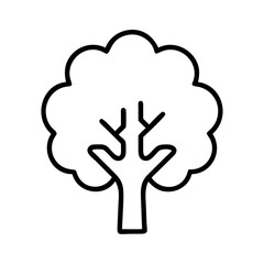 sycamore tree icon, tree line art, tree vector - simple black line art icon of sycamore tree perfect for logos, and tree-themed designs.