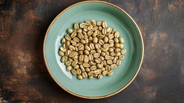 Rare Maragogipe coffee beans, also known as 'elephant beans', are delicately arranged on a ceramic plate, accompanied by tasting notes and details of origin.