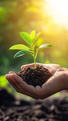 Tiny Sprout in a Handful of Soil