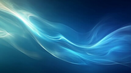 Abstract Blue Waves Flowing Gracefully Across Space