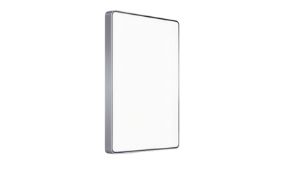 A sleek, empty vertical whiteboard with a thin frame, ideal for presentations or brainstorming. Its minimalist design enhances any modern workspace or classroom environment.