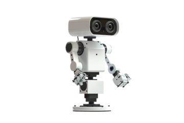 Mobile Surveillance Robot for Continuous Monitoring and Alerts Isolated on Transparent Background