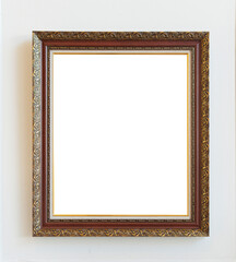 Vintage old isolate blank photo ornate gold frame retro ambiance to interior design of any house....