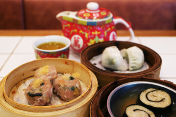 Varieties of Dim Sum, Popular Cantonese Bite-sized Dishes Served with Oolong Tea