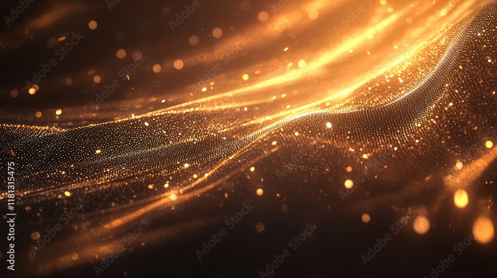 Poster A sleek and modern abstract digital background featuring glowing particles and lines. Perfect for technology, innovation, and data visualization themes in various media.