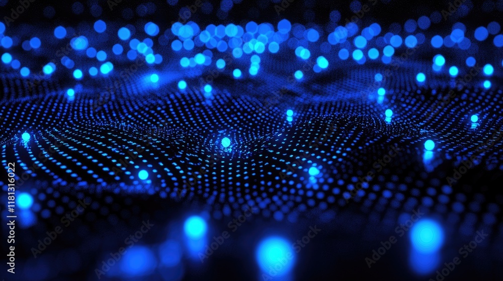Fototapete A captivating digital background featuring glowing blue binary code, representing the fundamental concepts of data and technology in modern computing. Ideal for tech-rela