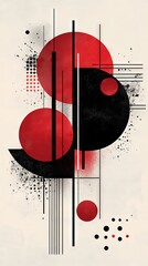 Obraz premium Abstract Geometric Art with Red and Black Circles