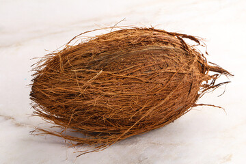 Natural exotic brown hairy coconut