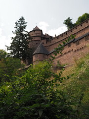Wall and towers of castle in Orschwiller in France - vertical