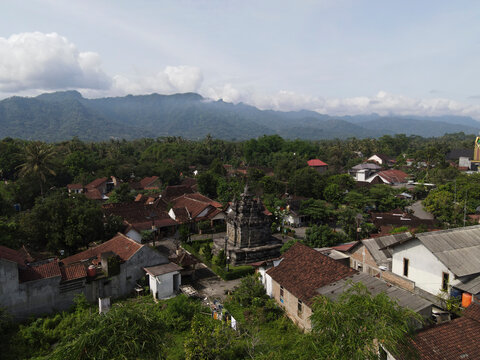 Aerial View of Pawon Temple, Buddhist temple located near Borobudur in Magelang, Indonesia
