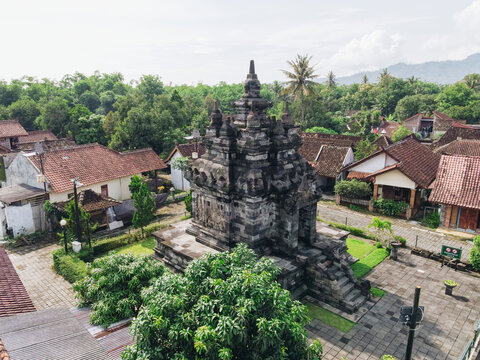 Aerial View of Pawon Temple, Buddhist temple located near Borobudur in Magelang, Indonesia