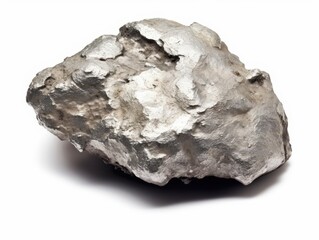 Natural Silver Nugget Varied Surface Texture Raw Mineral Stone Isolated on White Background for Jewelry and Artistry Inspiration