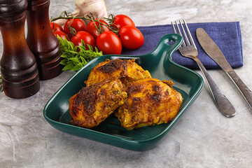 Roasted chicken thighs  with spices