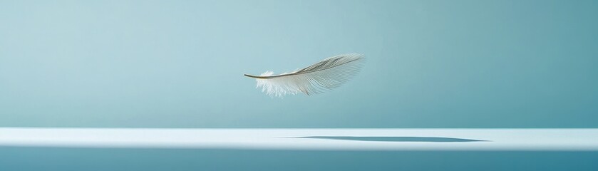 Obraz premium Delicate Feather Floating Above Surface with Soft Natural Light