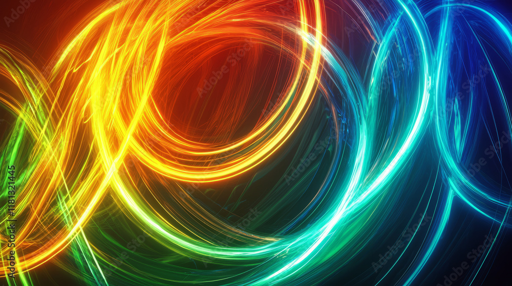 Poster vibrant abstract background with dynamic neon gradient lights