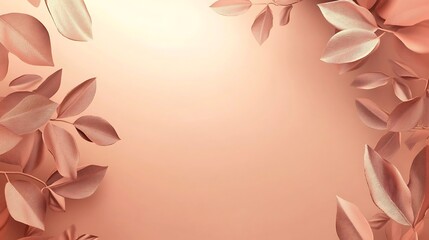 Rose Gold Leaves Frame Elegant Background Design