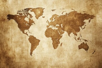 Vintage World Map on Grunge Background for Travel and Exploration Themes