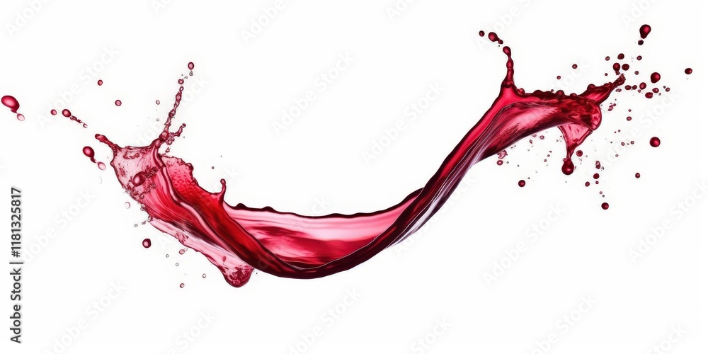Poster splash of red wine isolated on white background with dynamic movement, capturing liquid motion and t