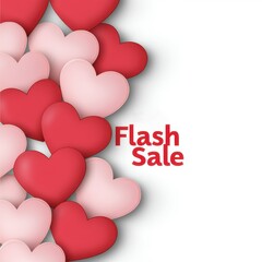 Valentine's Day Ecommerce Deal Concept with Limited Time Offer Concept. Colorful hearts with a "Flash Sale" message for promotions