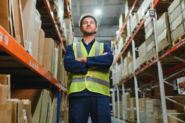 portrait of a smiling young warehouse worker working in a cash and carry wholesale store