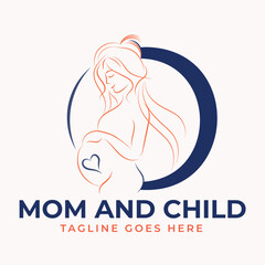 Mom and baby logo design vector with creative unique concept