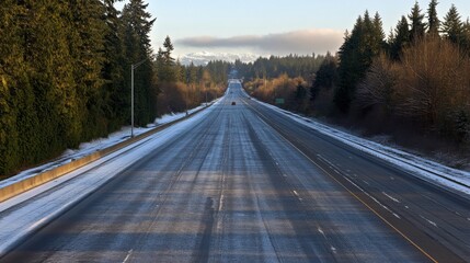 Fototapeta premium Empty express lane on highway during off-peak hours, symbolizing efficiency and opportunity in a calm, uncluttered environment.