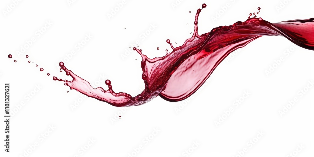 Aufkleber vibrant red wine splash isolated on white background with dynamic fluid motion and reflections for e