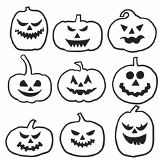 pumpkin face emotion Halloween silhouette illustration