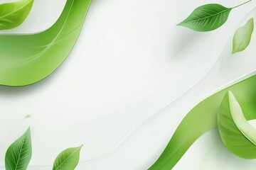 eco-friendly design elements like abstract leaves.  Green and white color theme. 